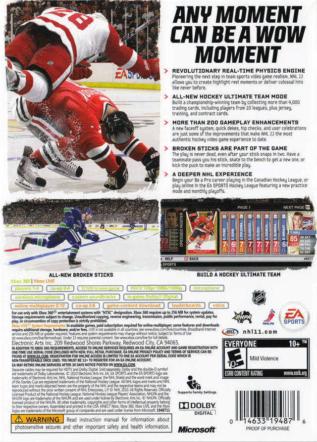 NHL 11 - Xbox 360 [Pre-Owned] Video Games EA Sports   