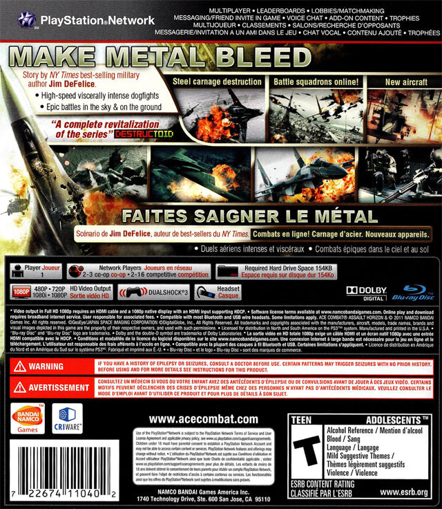 Ace Combat: Assault Horizon - (PS3) PlayStation 3 [Pre-Owned] Video Games Namco Bandai Games   