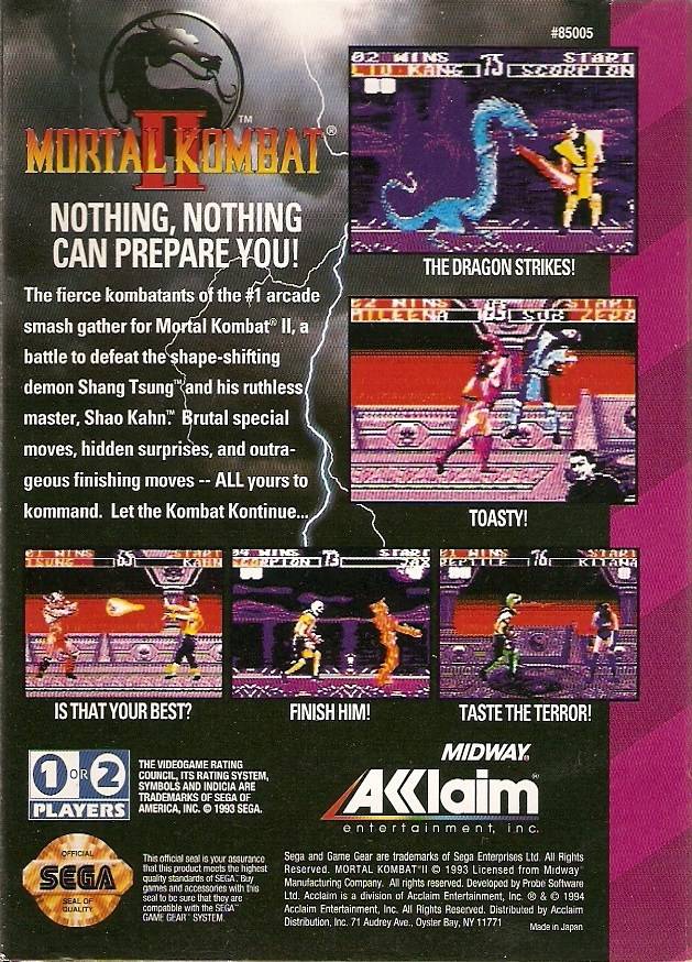 Mortal Kombat II - (SGG) SEGA GameGear [Pre-Owned] Video Games Acclaim   
