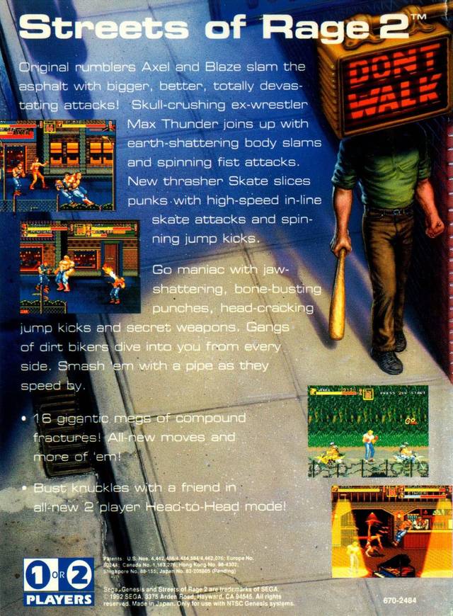 Streets of Rage 2 (Not For Resale Edition)  - (SG) SEGA Genesis [Pre-Owned] Video Games Sega   