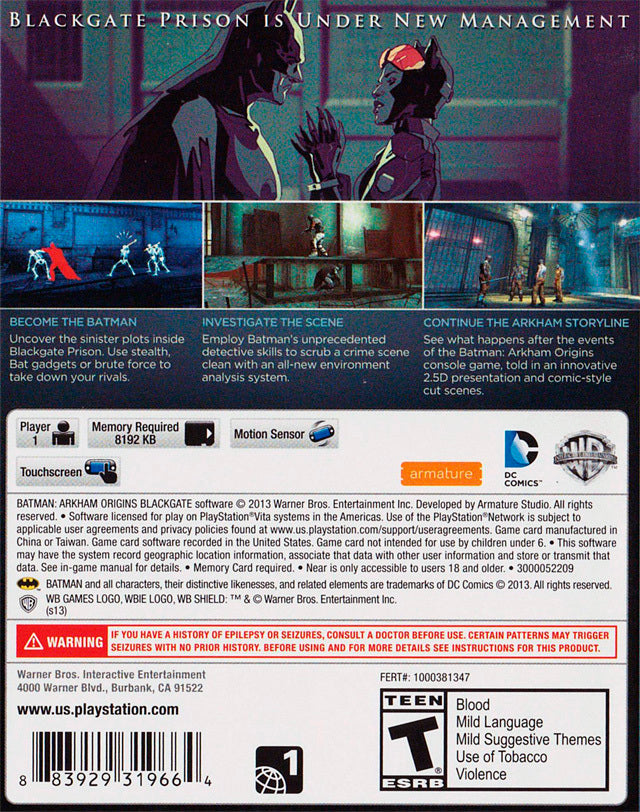 Batman: Arkham Origins Blackgate - (PSV) PlayStation Vita [Pre-Owned] Video Games Warner Bros. Interactive Entertainment   