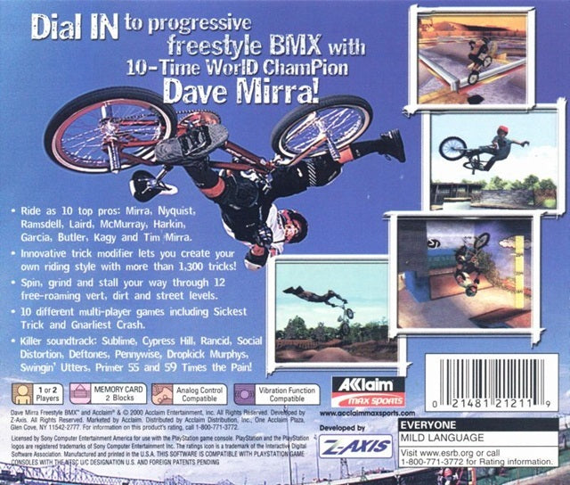Dave Mirra Freestyle BMX - (PS1) PlayStation 1 [Pre-Owned] Video Games Acclaim   