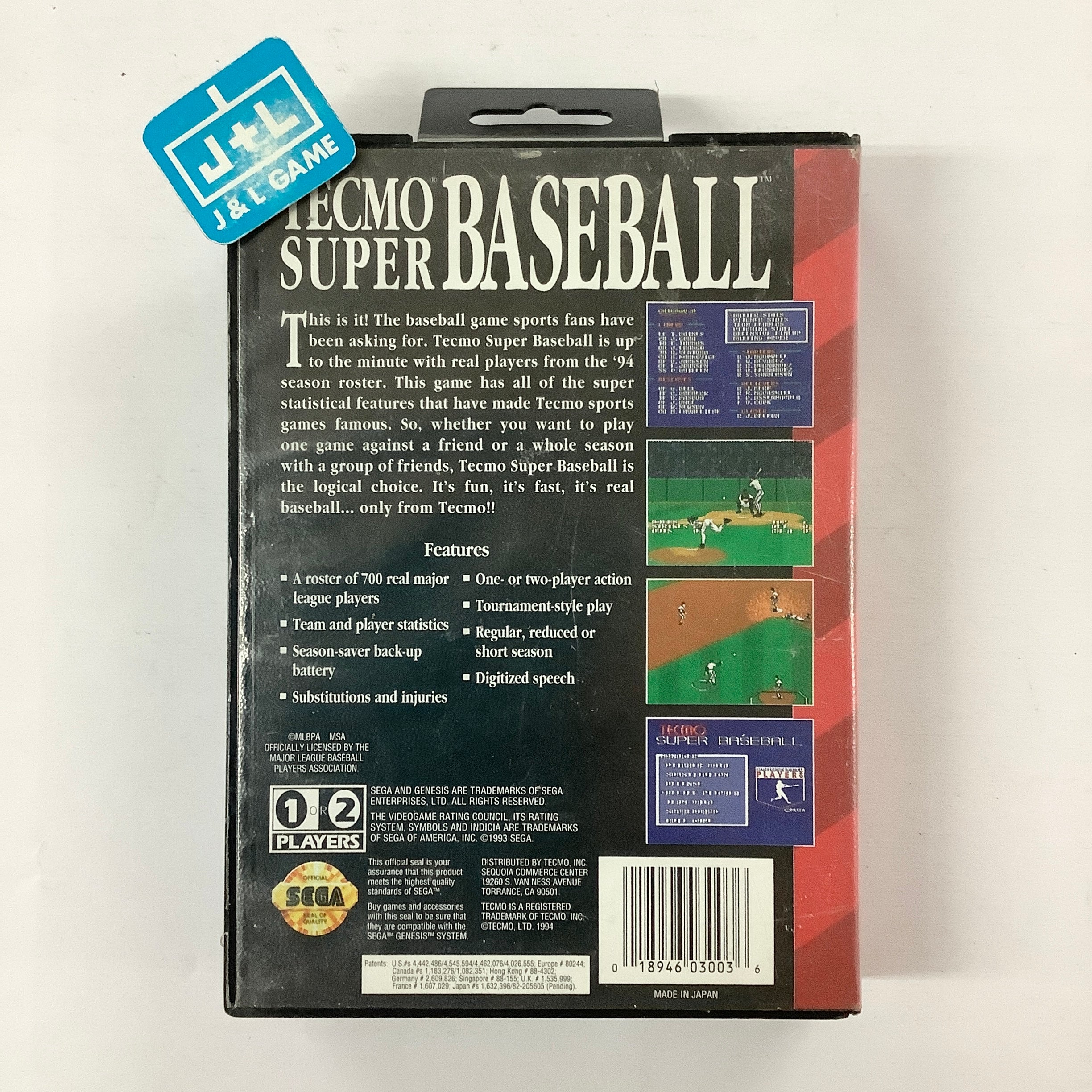 Tecmo Super Baseball - (SG) SEGA Genesis [Pre-Owned] Video Games Tecmo   
