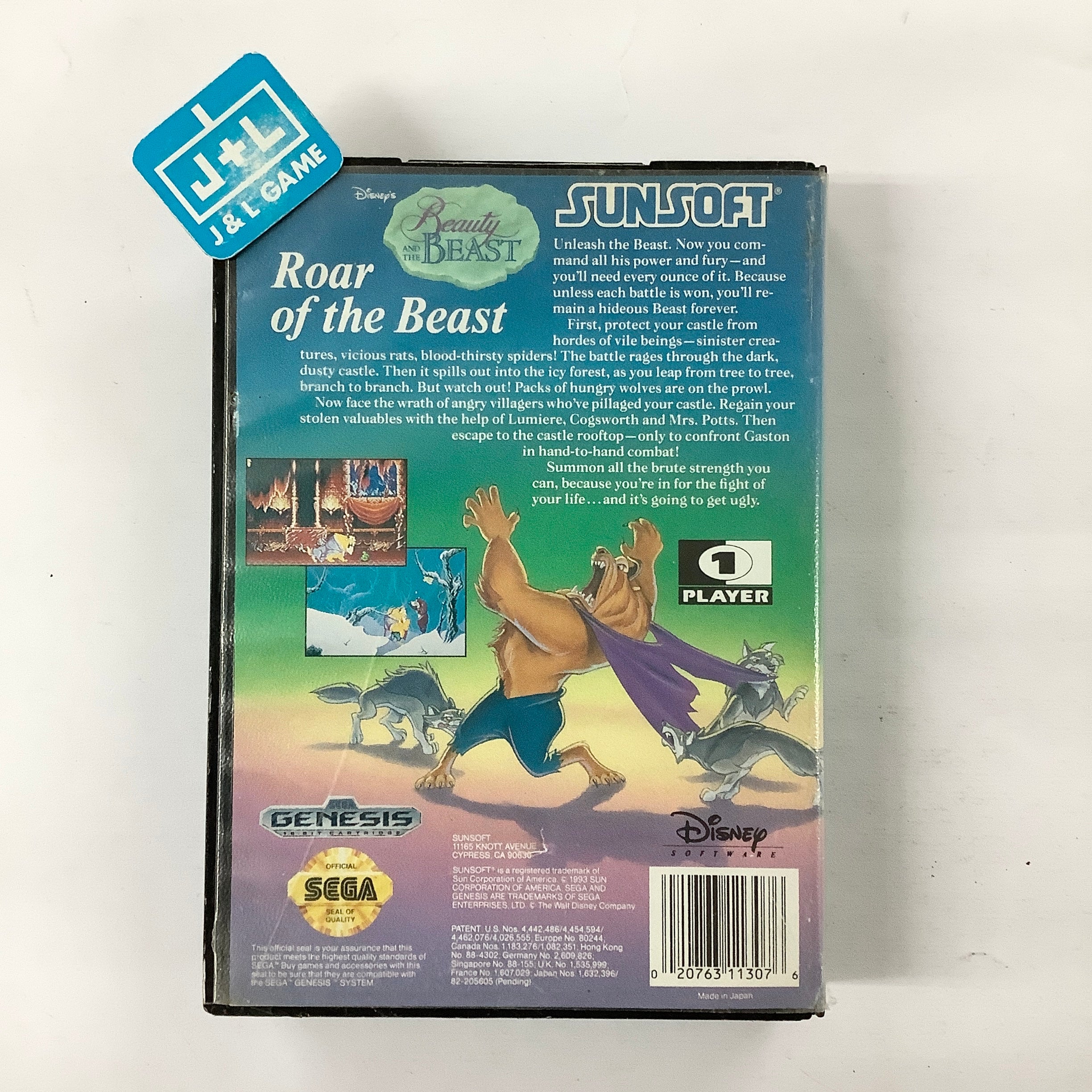 Disney's Beauty and the Beast: Roar of the Beast - (SG) SEGA Genesis  [Pre-Owned] Video Games SunSoft   