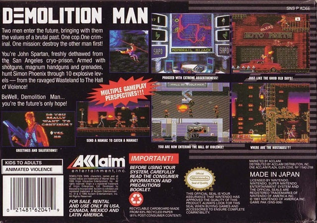 Demolition Man - (SNES) Super Nintendo [Pre-Owned] Video Games Acclaim   
