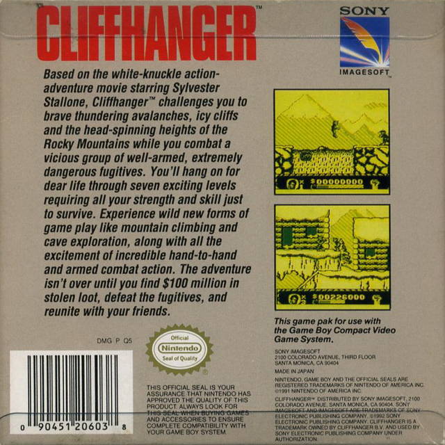 Cliffhanger - (GB) Game Boy [Pre-Owned] Video Games Sony Imagesoft   