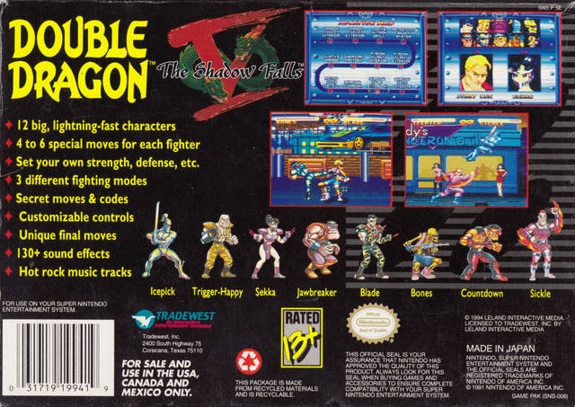 Double Dragon V: The Shadow Falls - (SNES) Super Nintendo [Pre-Owned] Video Games Tradewest   