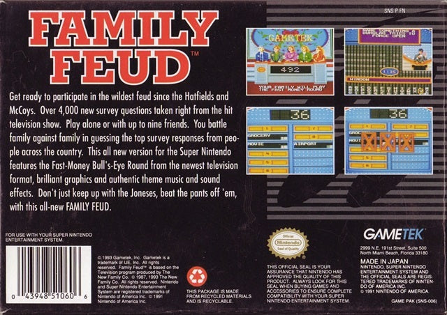 Family Feud - (SNES) Super Nintendo [Pre-Owned] Video Games GameTek   