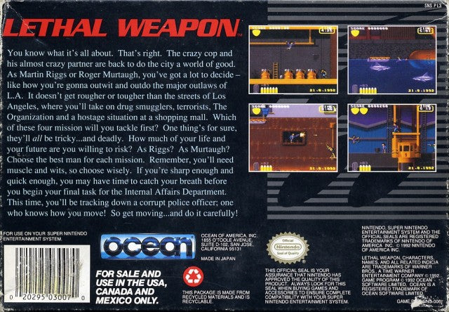 Lethal Weapon - (SNES) Super Nintendo [Pre-Owned] Video Games Ocean   