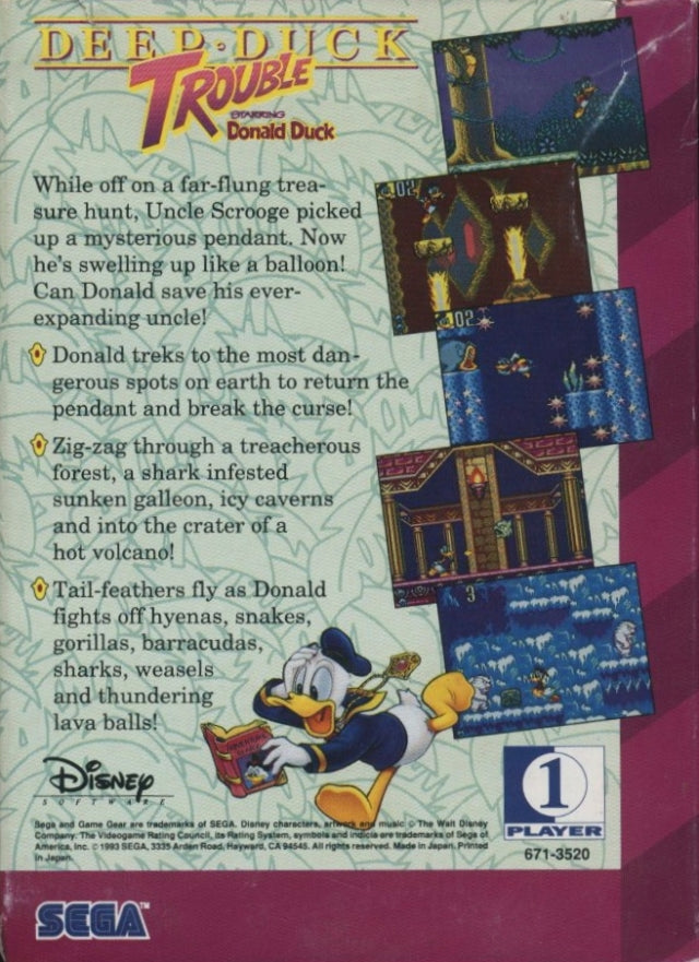 Deep Duck Trouble Starring Donald Duck - (SGG) SEGA GameGear [Pre-Owned] Software Majesco Sales, Inc.   