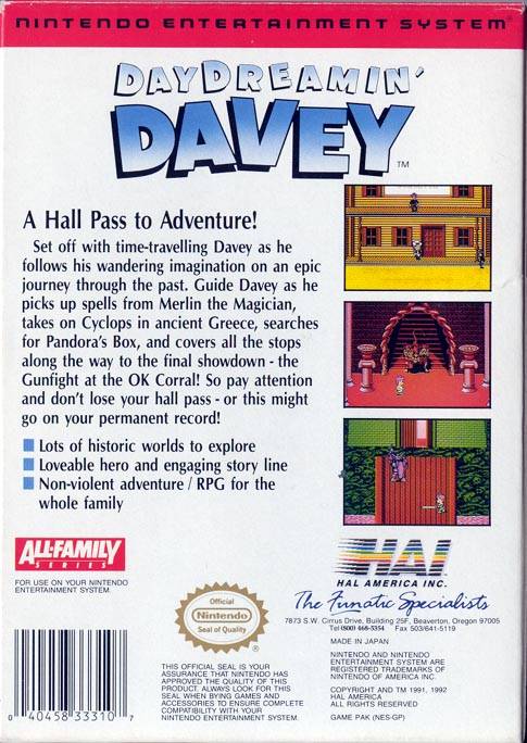 Day Dreamin' Davey - (NES) Nintendo Entertainment System [Pre-Owned] Video Games HAL Labs   