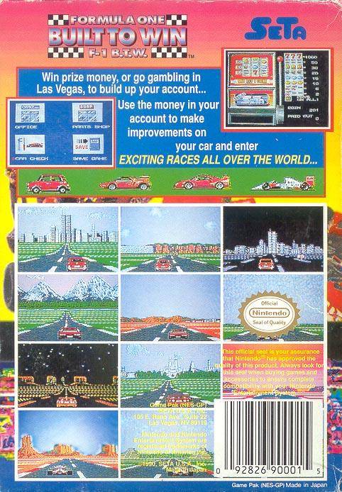 Formula One: Built to Win - (NES) Nintendo Entertainment System [Pre-Owned] Video Games Seta Corporation   