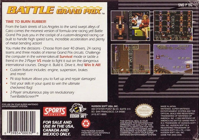 Battle Grand Prix - (SNES) Super Nintendo [Pre-Owned] Video Games Hudson Soft   