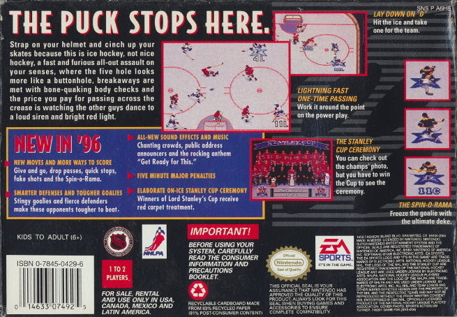 NHL 96 - (SNES) Super Nintendo [Pre-Owned] Video Games EA Sports   