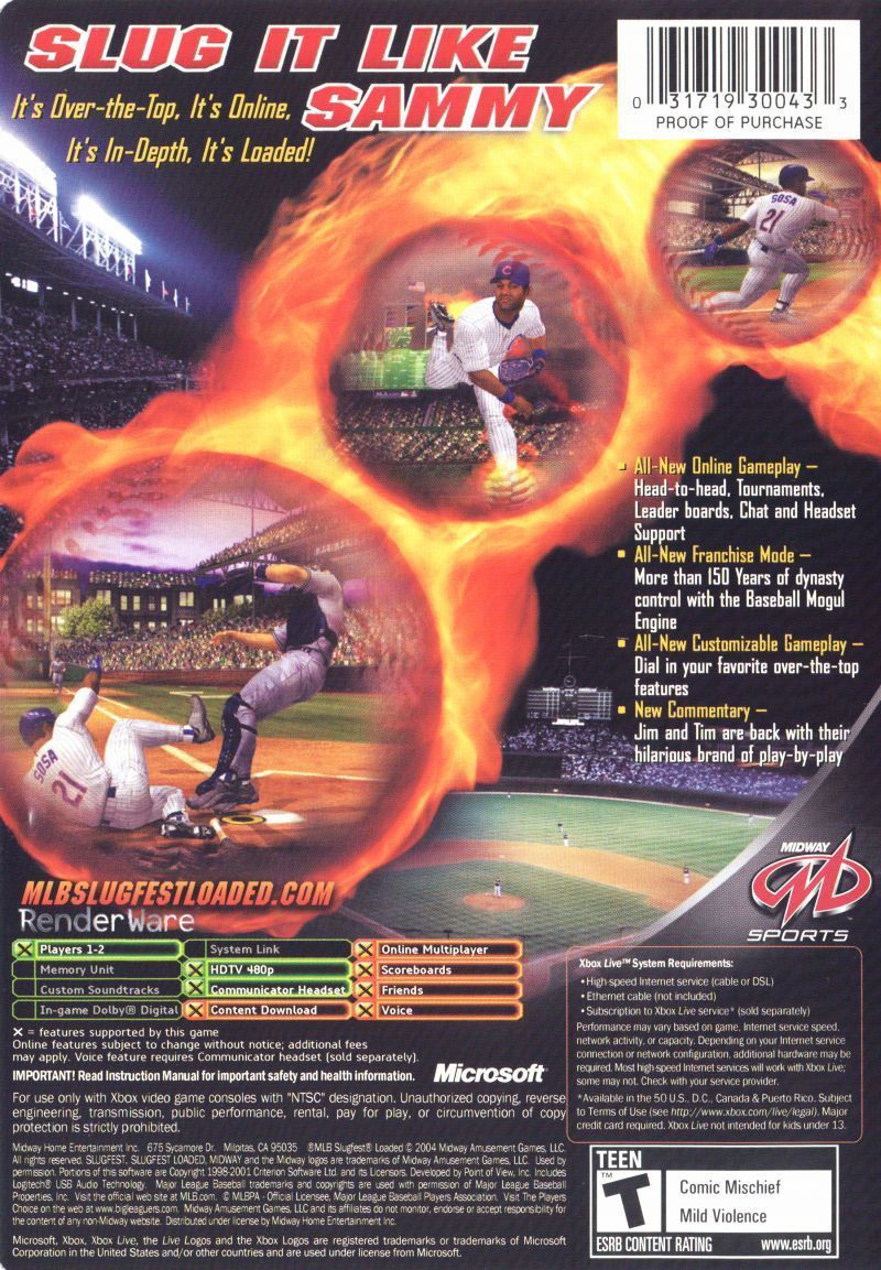 MLB SlugFest: Loaded - (XB) Xbox [Pre-Owned] Video Games Midway Sports   