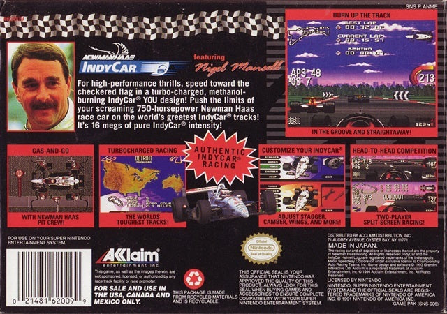 Newman/Haas Indy Car featuring Nigel Mansell - (SNES) Super Nintendo [Pre-Owned] Video Games Acclaim   