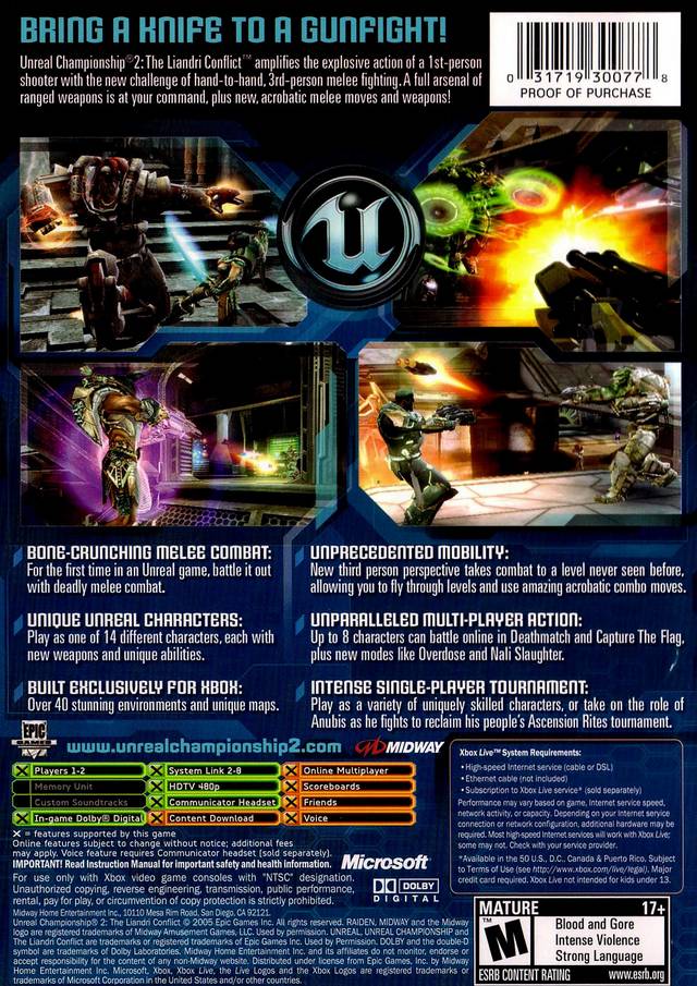 Unreal Championship 2: The Liandri Conflict - (XB) Xbox Video Games Midway   