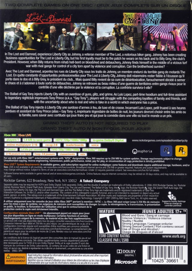 Grand Theft Auto: Episodes from Liberty City (Platinum Hits) - Xbox 360 [Pre-Owned] Video Games Rockstar Games   