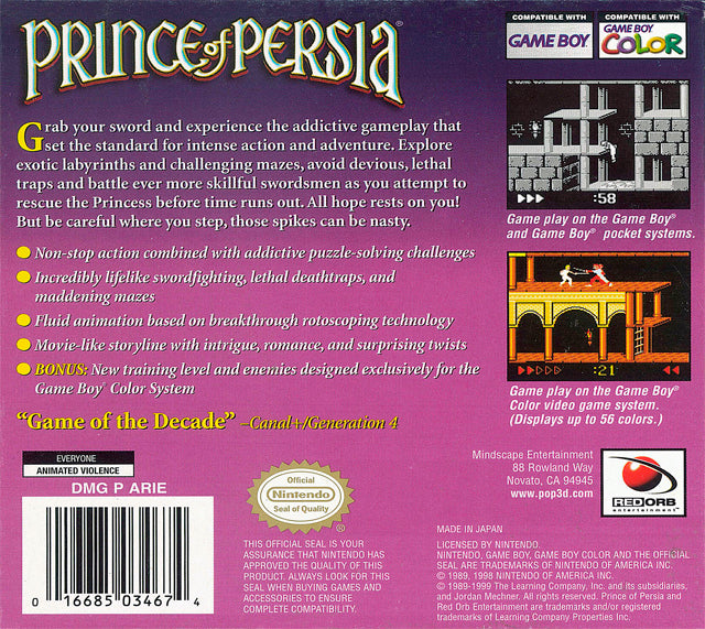 Prince of Persia - (GBC) Game Boy Color [Pre-Owned] Video Games Red Orb Entertainment   