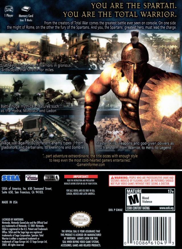 Spartan Total Warrior - (GC) GameCube [Pre-Owned] Video Games SEGA   