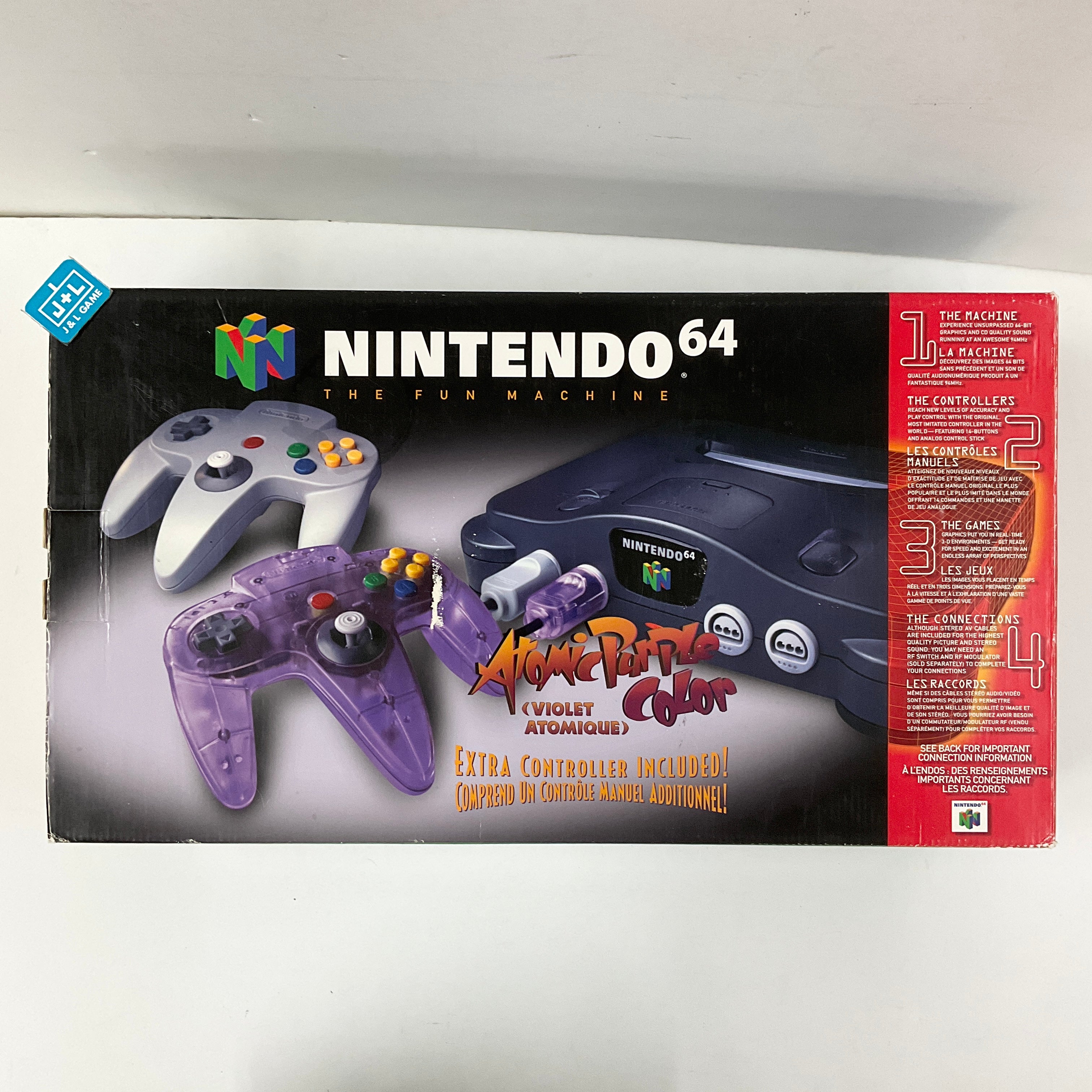 Nintendo 64 Hardware Console (Black w/ Atomic Purple Controller