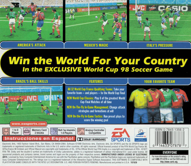 World Cup Soccer '98 - (PS1) Playstation 1 [Pre-Owned] Video Games Electronic Arts   