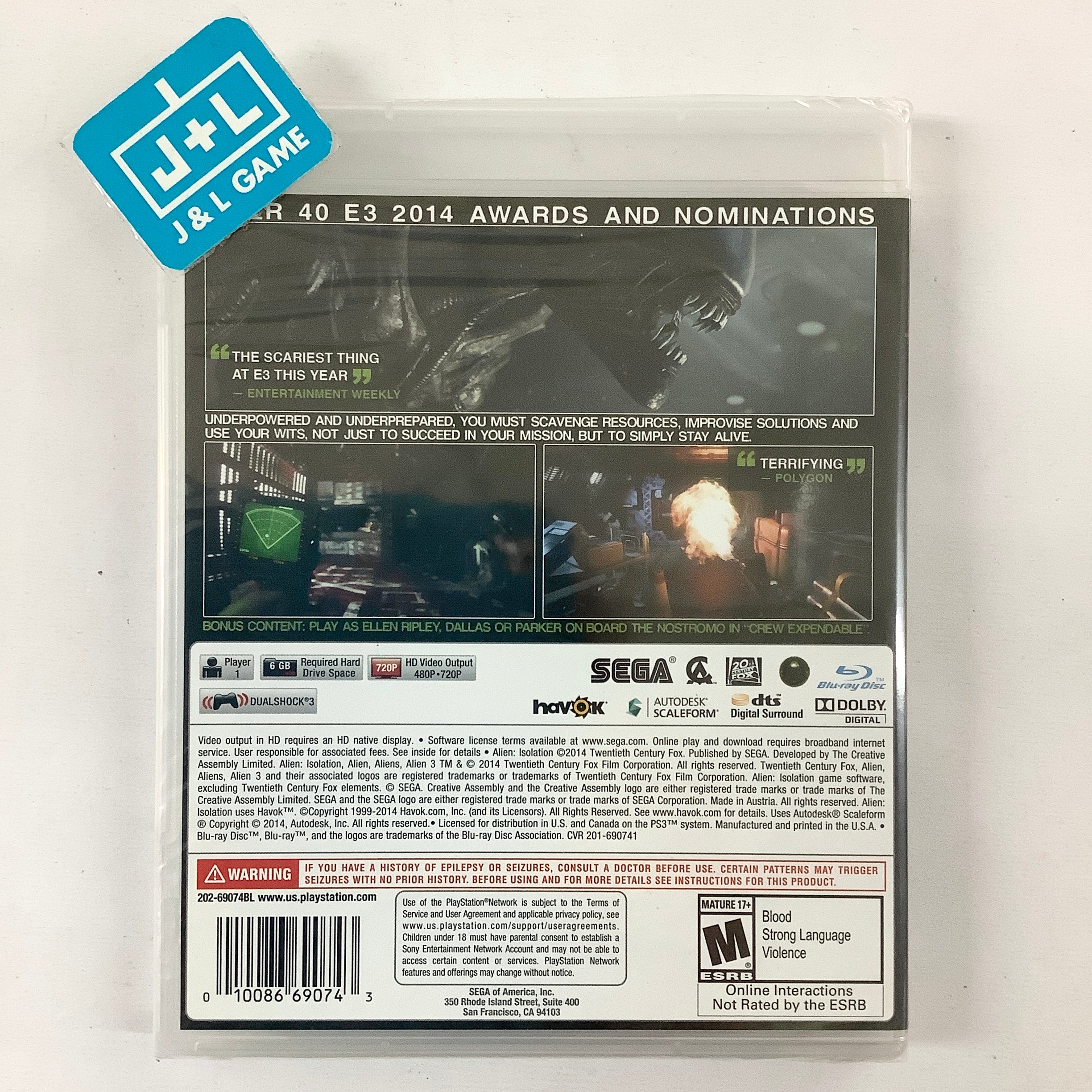 Alien: Isolation (Nostromo Edition) - (PS3) PlayStation 3
