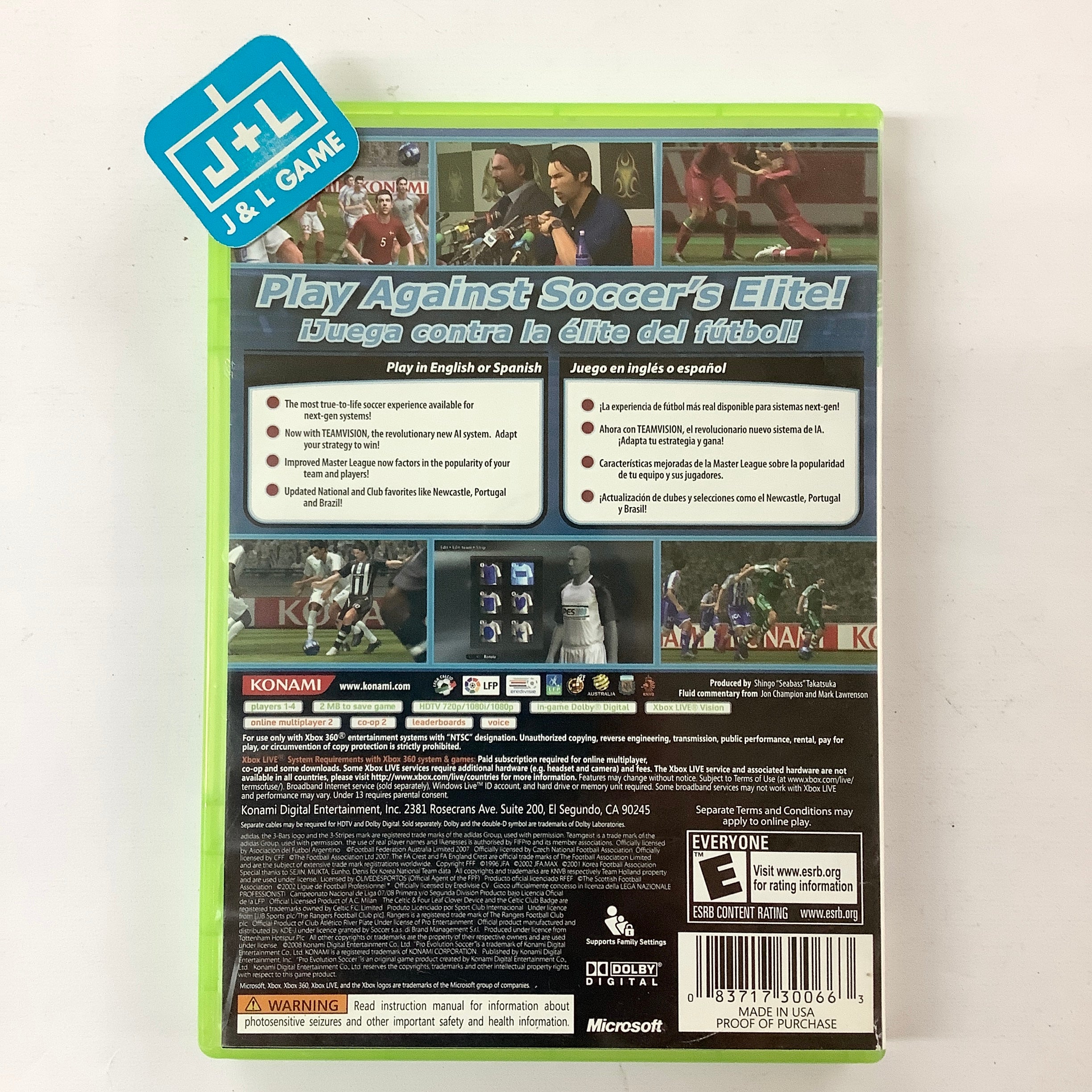 Pro Evolution Soccer 2008 - Xbox 360 [Pre-Owned] Video Games Konami   
