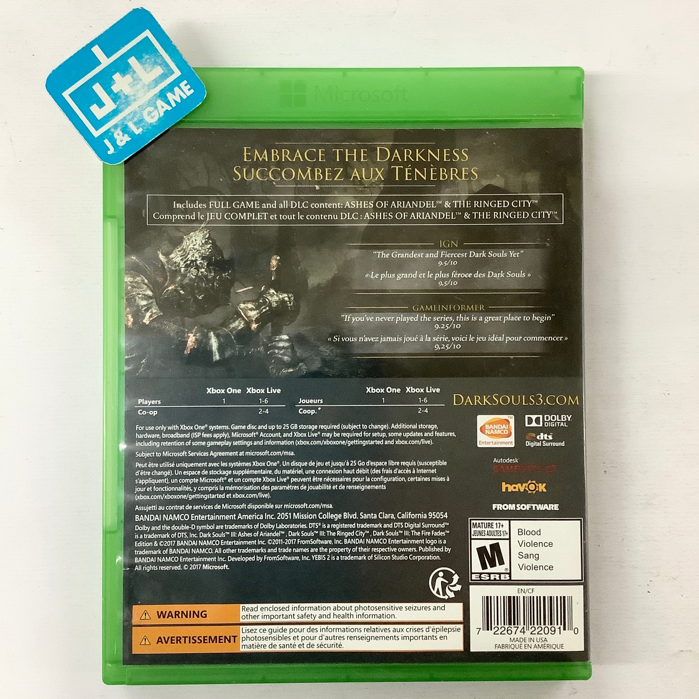 Dark Souls III: The Fire Fades Edition - (XB1) Xbox One [Pre-Owned] Video Games Bandai Namco Games   