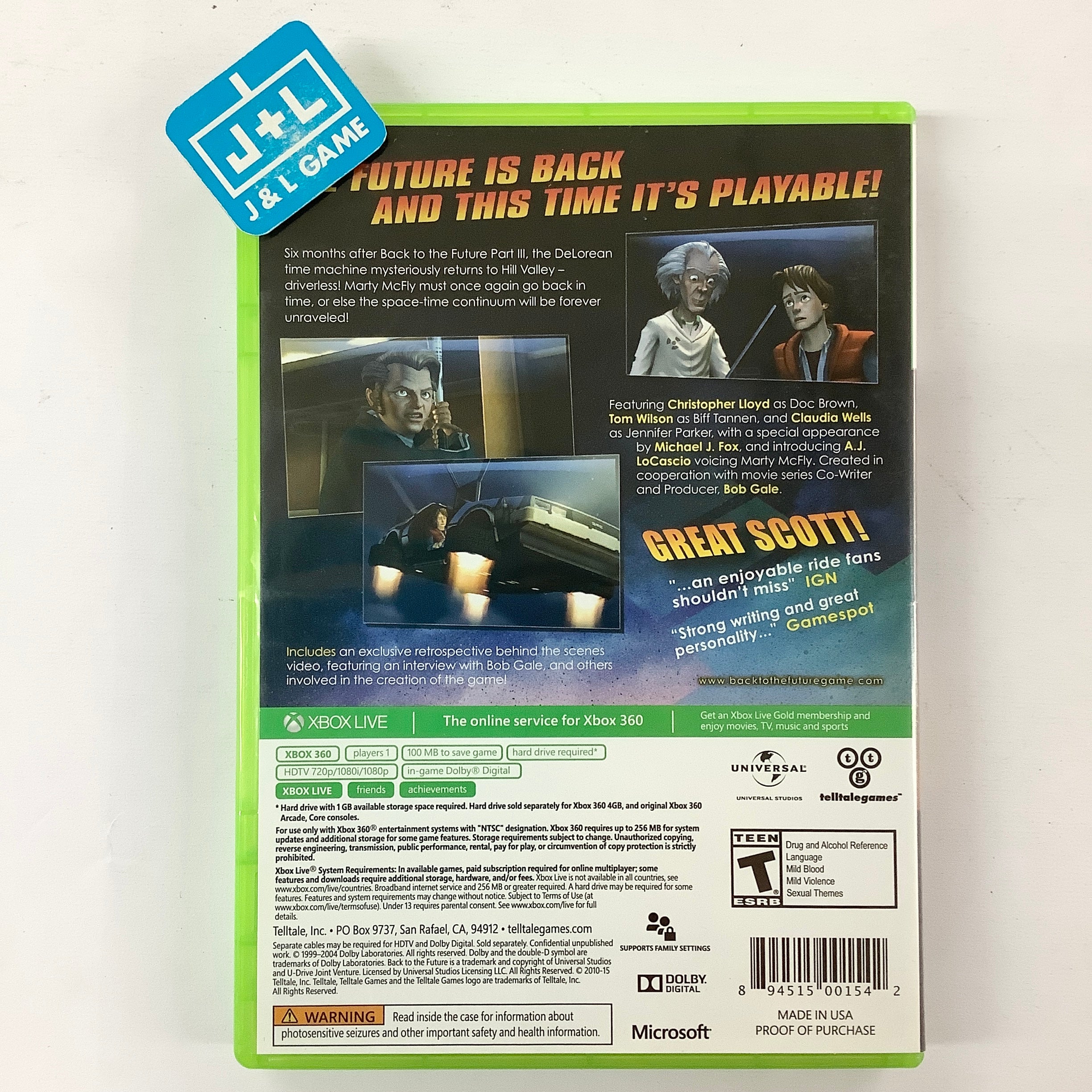 Back to the Future: The Game (30th Anniversary Edition) - Xbox 360 [Pre-Owned] Video Games Telltale Games   