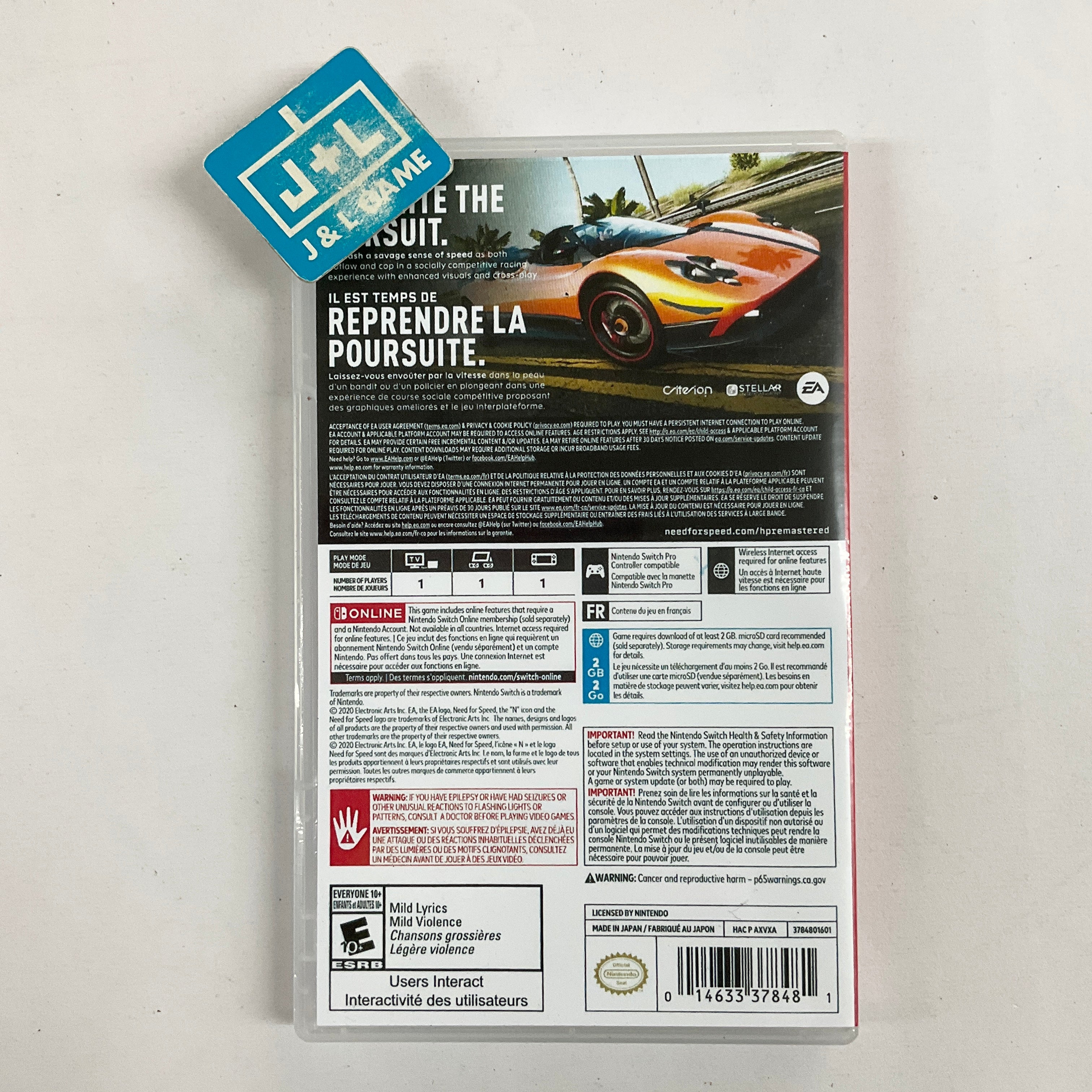 Need for Speed Hot Pursuit Remastered - (NSW) Nintendo Switch [Pre-Owned] Video Games Electronic Arts   