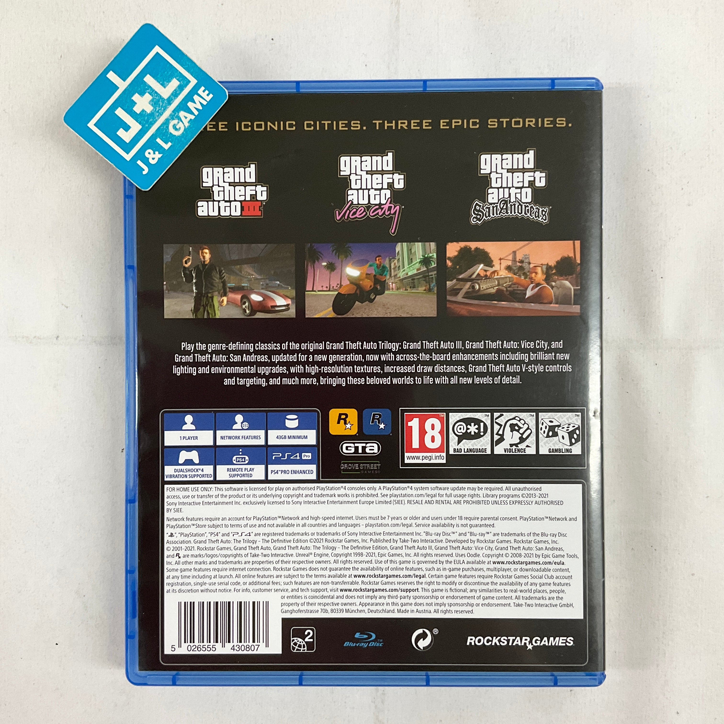 Grand Theft Auto: The Trilogy- The Definitive Edition - (PS4) PlayStation 4 [Pre-Owned] (European Import) Video Games Rockstar Games   