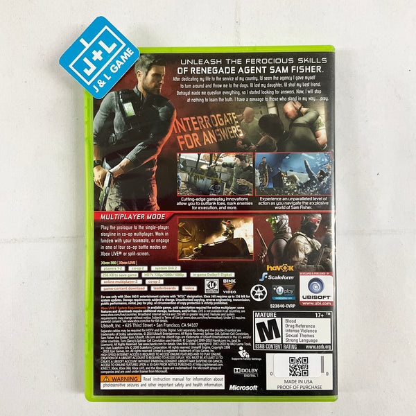 Microsoft Xbox 360 - Tom Clancy's Splinter Cell Conviction - Manual Only