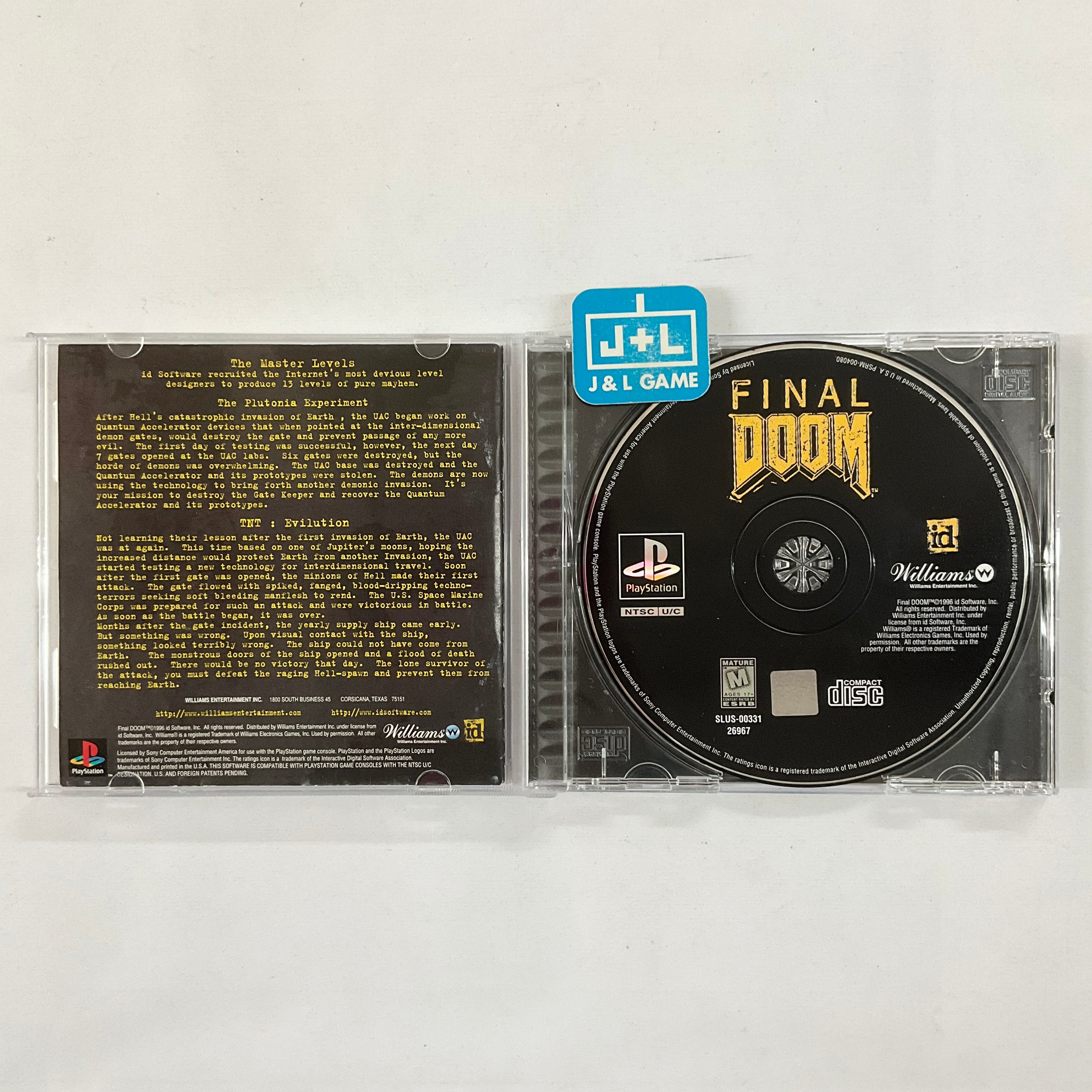 Final DOOM - (PS1) PlayStation 1 [Pre-Owned] Video Games Williams   