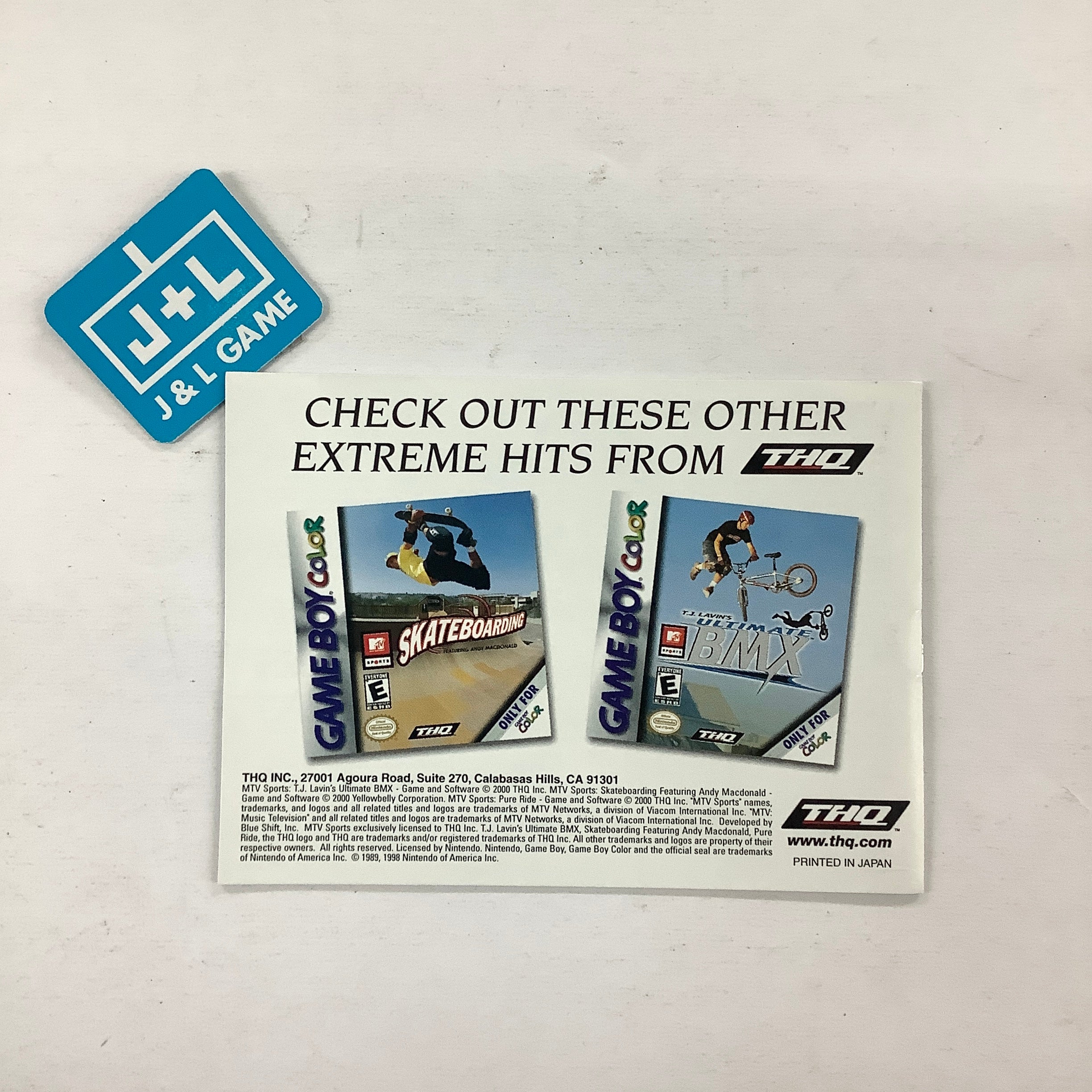 MTV Sports: Pure Ride - (GBC) Game Boy Color [Pre-Owned] Video Games THQ   