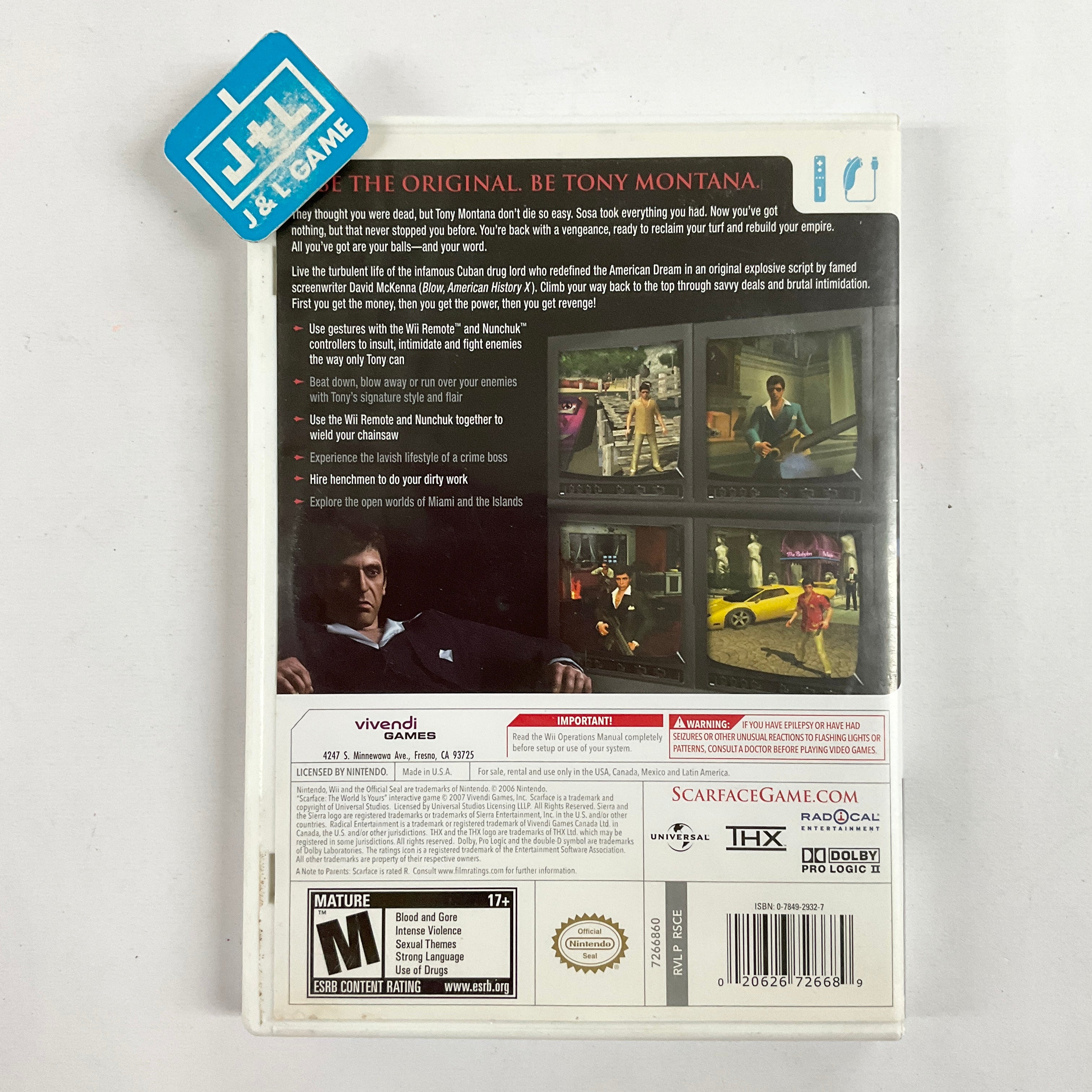 Scarface: The World Is Yours - Nintendo Wii [Pre-Owned] Video Games Vivendi Universal   