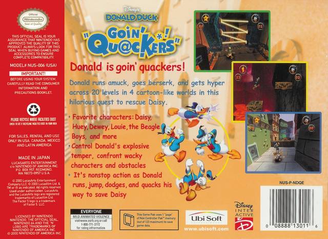 Disney's Donald Duck Goin' Quackers - (N64) Nintendo 64 [Pre-Owned] Video Games Ubisoft   