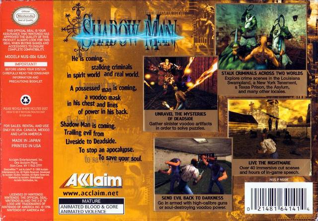 Shadow Man - (N64) Nintendo 64 [Pre-Owned] Video Games Acclaim   