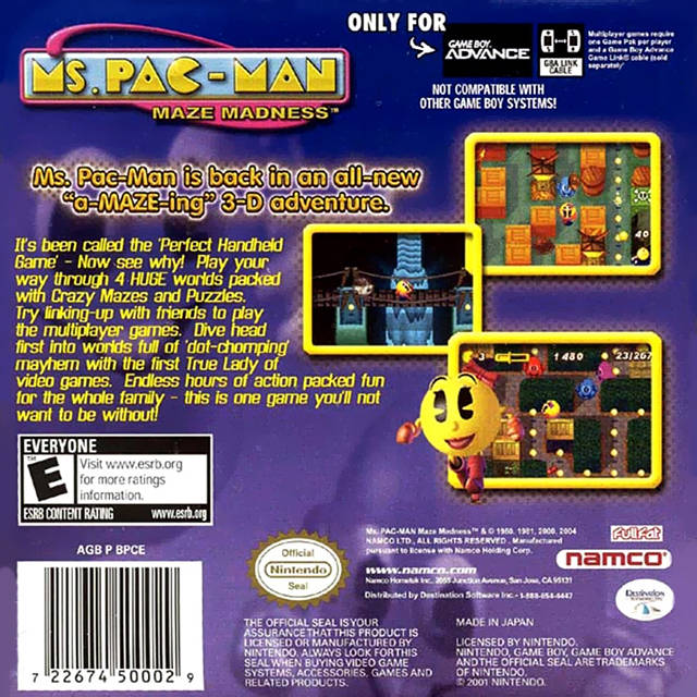 Ms. Pac-Man Maze Madness - (GBA) Game Boy Advance Video Games Namco   