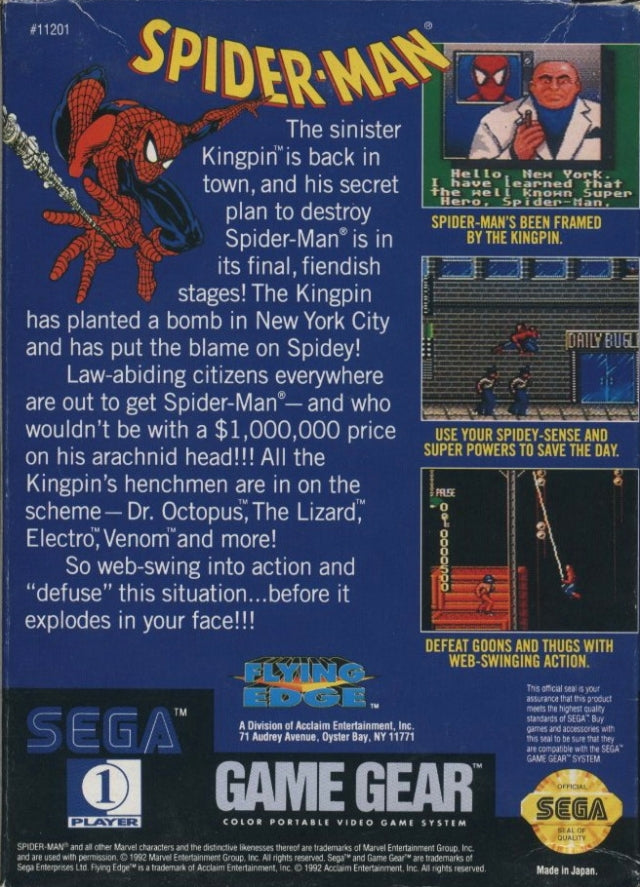Spider-Man vs The Kingpin - SEGA GameGear [Pre-Owned] Video Games Flying Edge   
