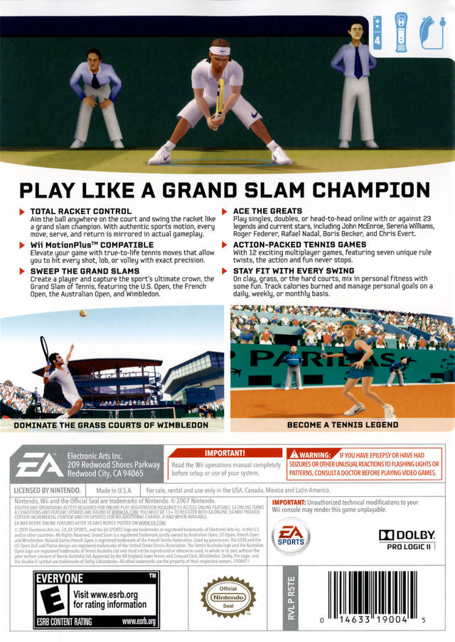 Grand Slam Tennis - Nintendo Wii [Pre-Owned] Video Games Electronic Arts   