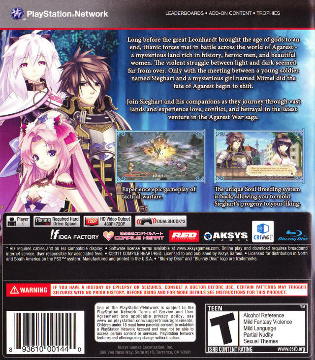 Record of Agarest War Zero - (PS3) PlayStation 3 Video Games Aksys Games   