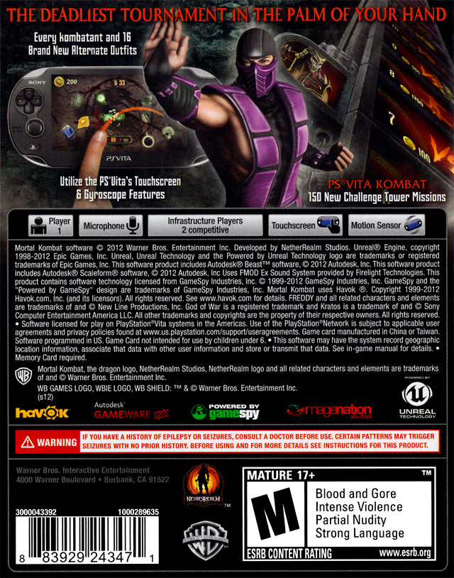 Mortal Kombat - (PSV) PlayStation Vita Video Games WB Games   