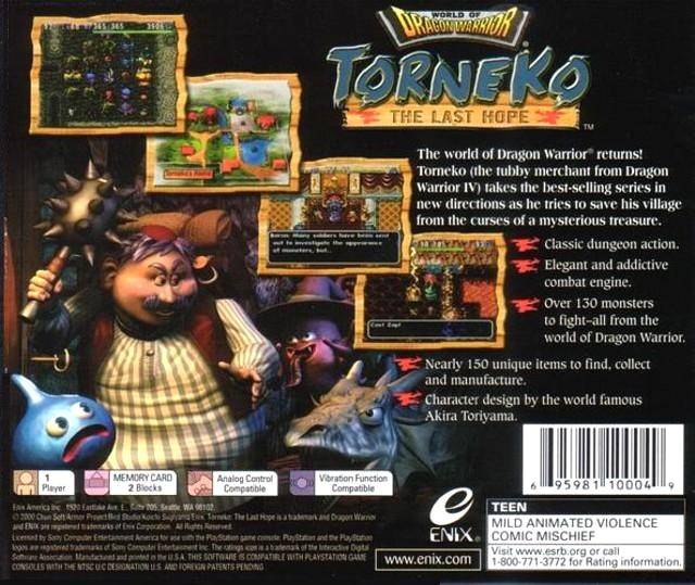 Torneko:  The Last Hope - (PS1) PlayStation 1 Video Games Enix Corporation   