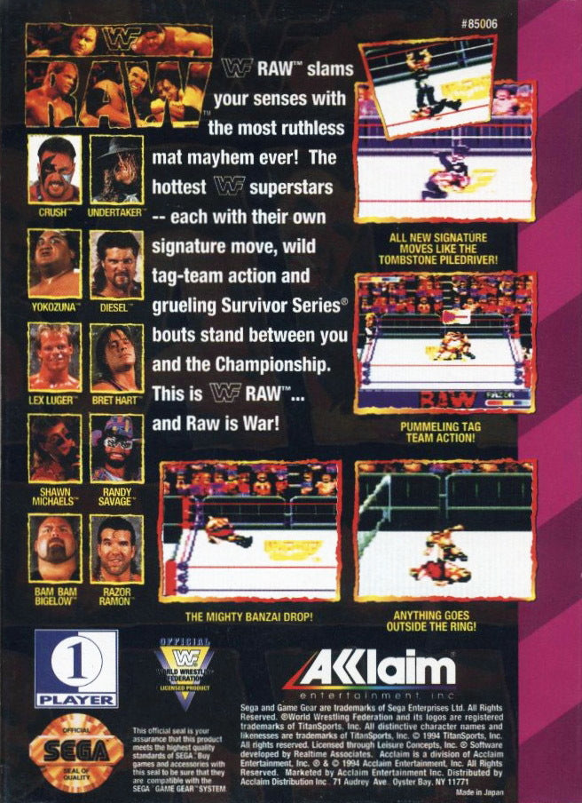 WWF Raw - (SGG) SEGA GameGear [Pre-Owned] Video Games Acclaim   