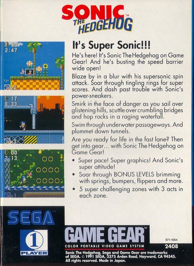 Sonic the Hedgehog - (SGG) SEGA GameGear [Pre-Owned] Video Games Sega   