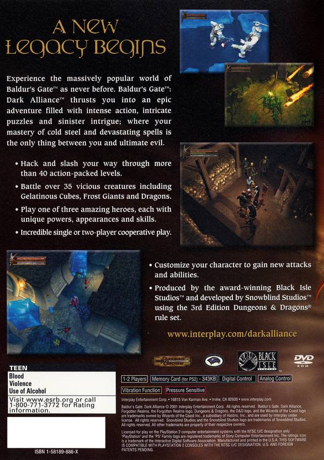 Baldur's Gate: Dark Alliance - (PS2) PlayStation 2 [Pre-Owned] Video Games Interplay   