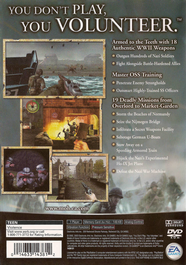 Medal of Honor Frontline (Greatest Hits) - (PS2) PlayStation 2 [Pre-Owned] Video Games EA Games   