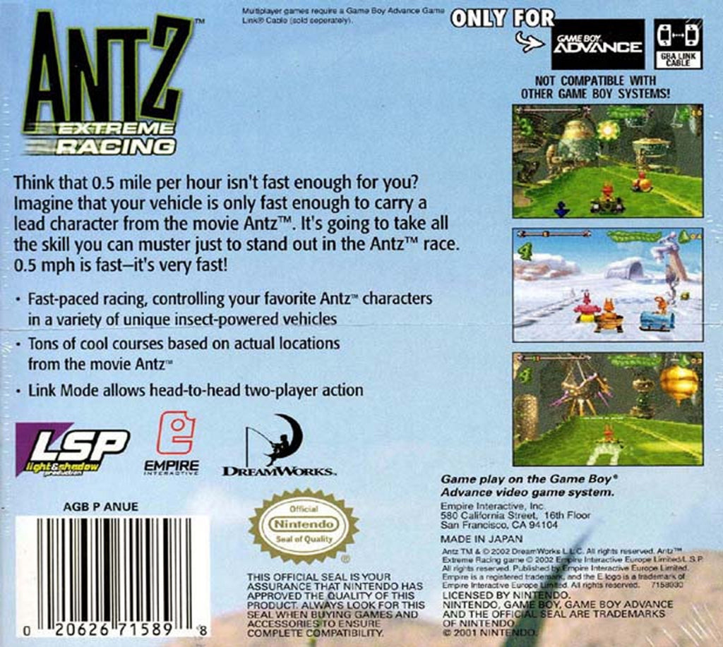 Antz Extreme Racing - (GBA) Game Boy Advance Video Games Empire Interactive   