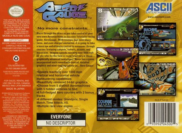 AeroGauge - (N64) Nintendo 64 [Pre-Owned] Video Games ASCII Entertainment   